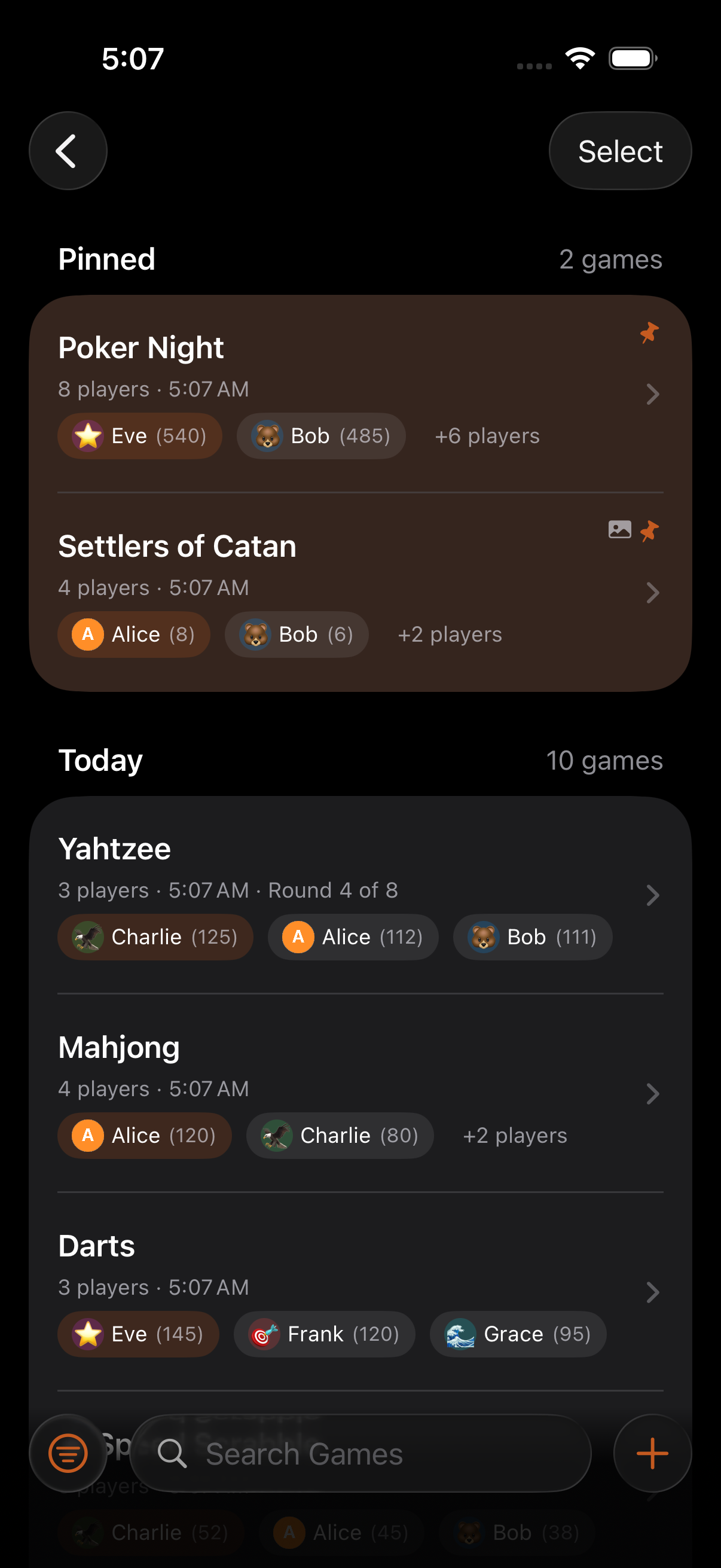 Game list rendered with Increase Contrast enabled