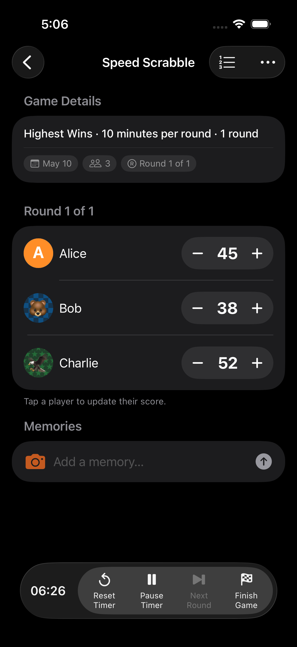 Timed Rounds scoring mode