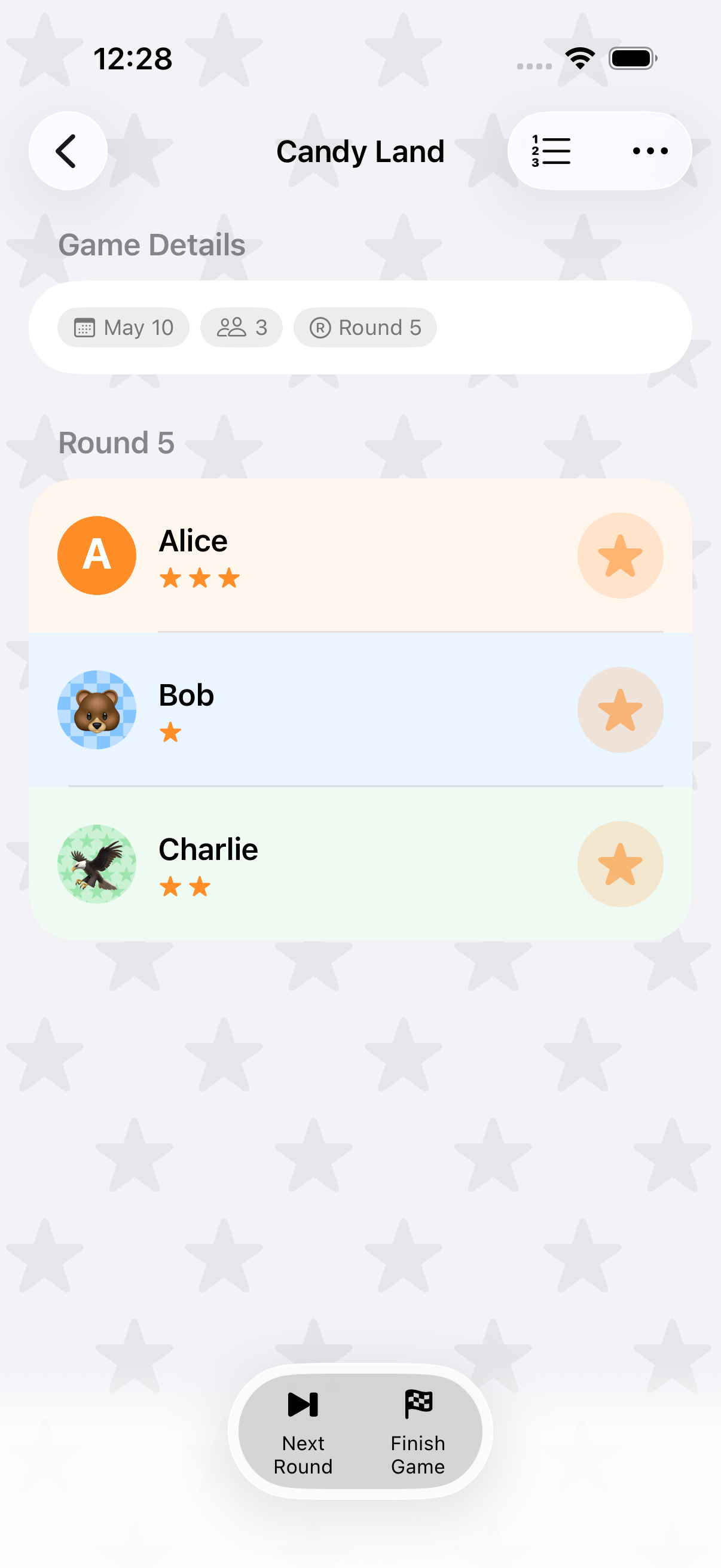 Kids Mode gameplay with outcome buttons